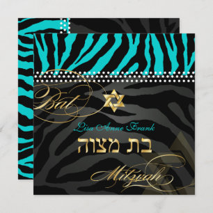 Invitación PixDezines Bat Mitzvah/DIY Color Aqua
