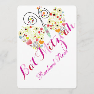 Invitación PixDezines Bat Mitzvah/mariposas
