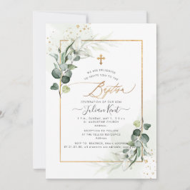 Invitación PixDezines Bautizo de Eucalipto de Goma Acuarela
