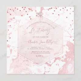 Invitación PixDezines Bautizo Miel de abeja Mármol Rosa