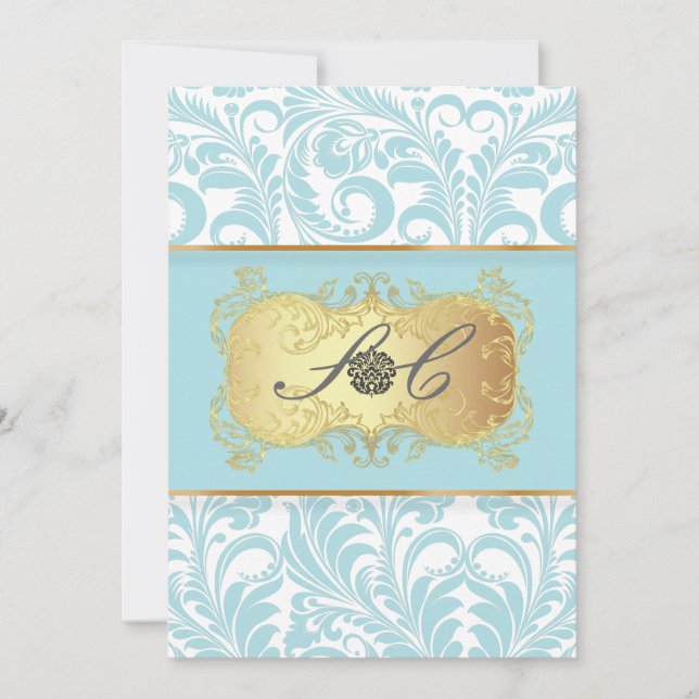 Invitación PixDezines Bellissimo Damask Vintage (Anverso)