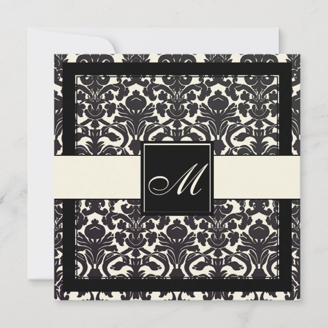 Invitación PixDezines Black Flora Damask/DIY fondo! (Anverso)