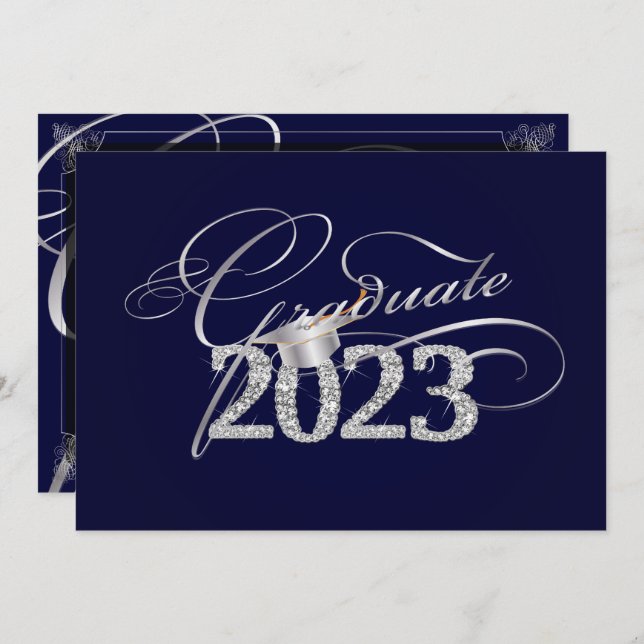 Invitación PixDezines Bling, Bling/diy color 2023 graduación (Anverso / Reverso)