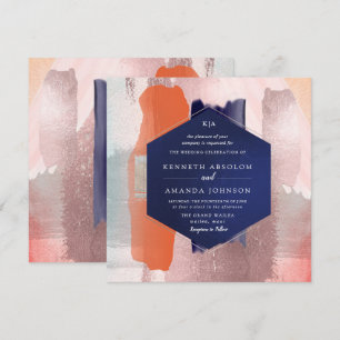 Invitación PixDezines Bloque de Color Arte Moderno Coral Rosa