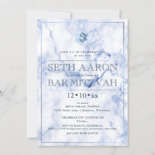 Invitación PixDezines Blue Marble Honeycomb BarMitzvah ✡