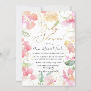 Invitación PixDezines Blush de Acuarela Dulces Guisantes Baby