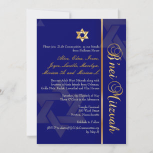 Invitación PixDezines B'Nei Mitzvah, oro+azul DIY