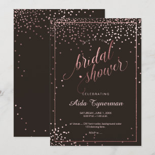 Invitación PixDezines Bridal Shower Faux Rosa Gold Confetti