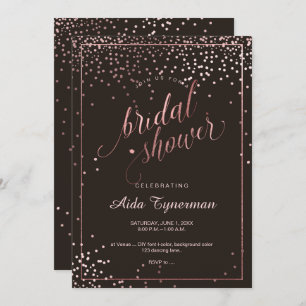 Invitación PixDezines Bridal Shower Faux Rosa Gold Confetti
