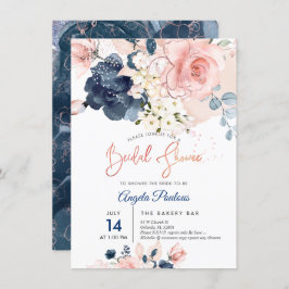 Invitación PixDezines Bridal Shower Navy flores Rubor H2
