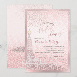 Invitación PixDezines Bridal Shower Rubor Rosa