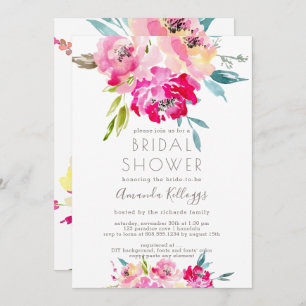 Invitación PixDezines Bridal Shower Watercolor Peonies