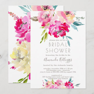 Invitación PixDezines Bridal Shower Watercolor Peonies