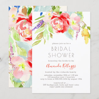 Invitación PixDezines Bridal Shower Watercolor Primavera Flor