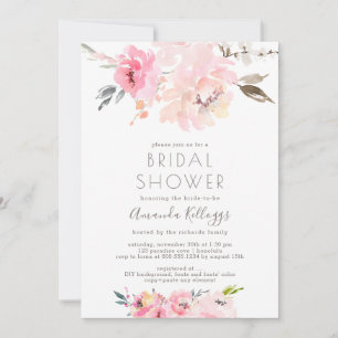 Invitación PixDezines Bridal Shower Watercolor Rubor Peonies