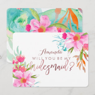 Invitación PixDezines Bridesmaid/Floral/acuarela/Flor de mayo