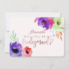 Invitación PixDezines Bridesmaid/Floral/acuarela/Rosas