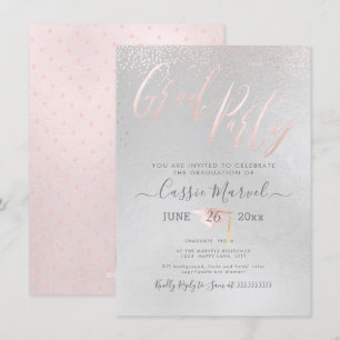 Invitación PixDezines Brillo Irisado Rosa 2019 Fiesta de Grad