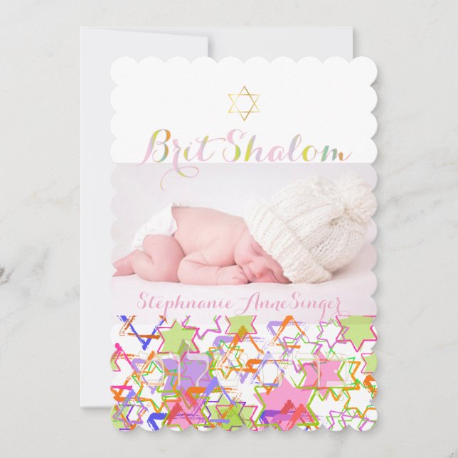 Invitación PixDezines brit shalom/estrellas de david grunge/f (Anverso)