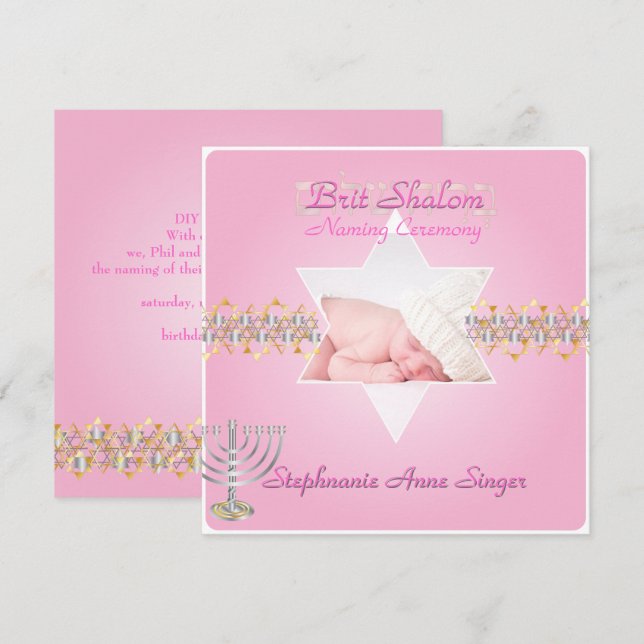 Invitación PixDezines brit shalom/fotograma+estrellas (Anverso / Reverso)