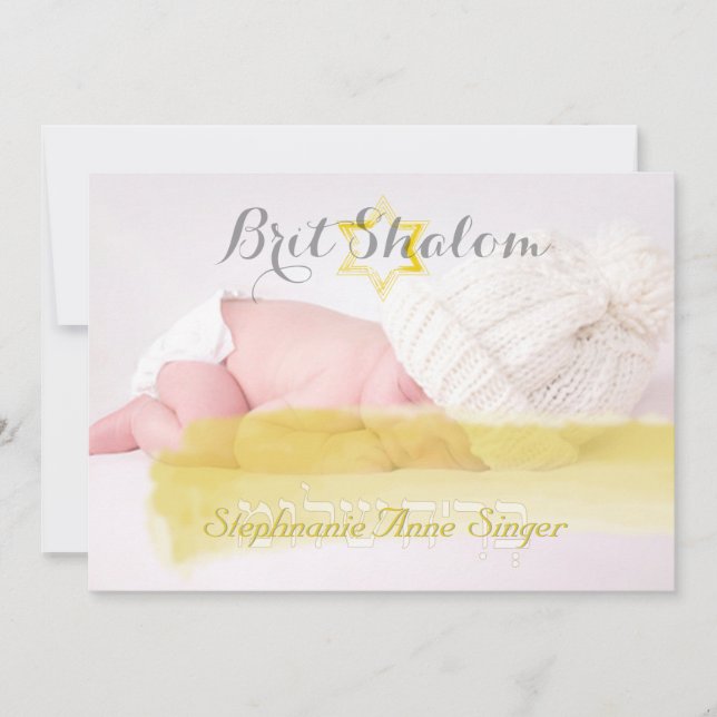 Invitación PixDezines brit shalom/marco de foto+estrellas/col (Anverso)