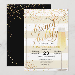 Invitación PixDezines Bruch+Bubbble Faux Gold Confetti