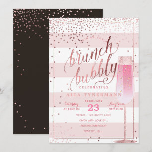 Invitación PixDezines Bruch+Bubbble Faux Rosa Gold Confetti