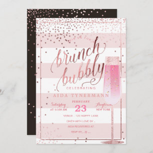 Invitación PixDezines Bruch+Bubbble Faux Rosa Gold Confetti