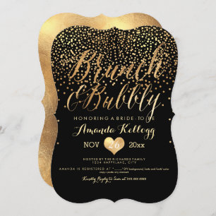 Invitación PixDezines Brunch & Bubbble Dazzled/Faux Gold