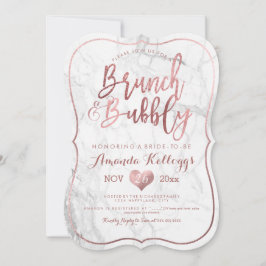 Invitación PixDezines Brunch Bubbble/Faux Rosa de mármol de o