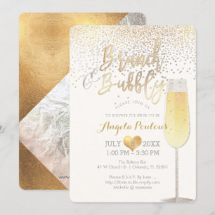 Invitación PixDezines Brunch Bubbble/Faux Silver+Gold Confett