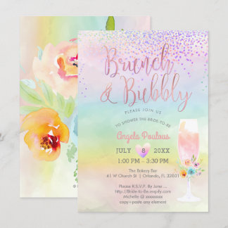 Invitación PixDezines Brunch Bubbly/Cotton Candy Confetti