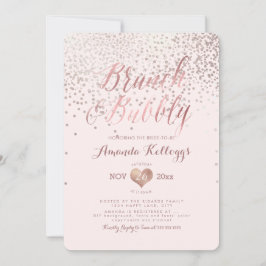 Invitación PixDezines Brunch N Bubbly/Rosa Gold Confetti