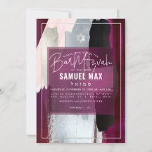 PixDezines Burgundy Watercolor Bar Mitzvah