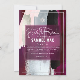 Invitación PixDezines Burgundy Watercolor Bar Mitzvah
