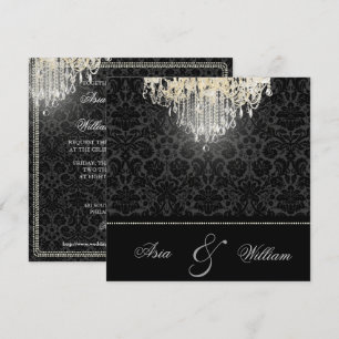 Invitación PixDezines candelabro de cristal/desiree damasco