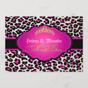 Invitación PixDezines cheetah+tiara/dulces dieciséis
