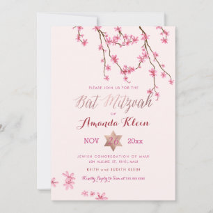 Invitación PixDezines Cherry Blossoms Bat Mitzvah