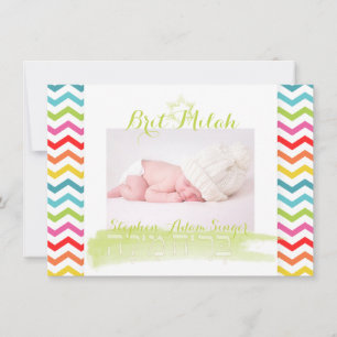 Invitación PixDezines chevron/brit milah/fotograma+estrellas