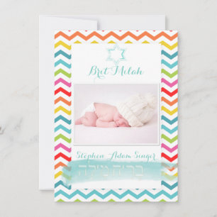 Invitación PixDezines chevron/ brit milah/marco de foto+estre