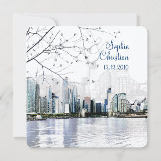 Invitación PixDezines Chicago Lakeshore Skyline/invitaciones
