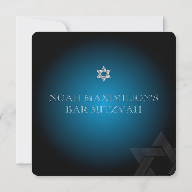 Invitación PixDezines clásico mitzvah/verde azulado/azul/plat (Anverso)
