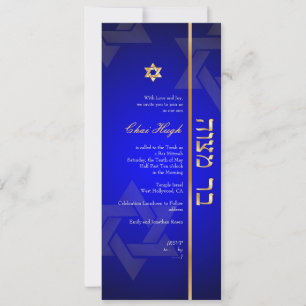 Invitación PixDezines Classic Bar Mitzvah/diy blue/gold