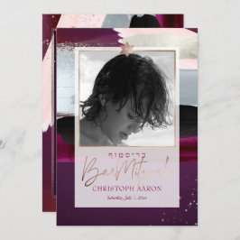 Invitación PixDezines Color Block Faux Silver Bar Mitzvah