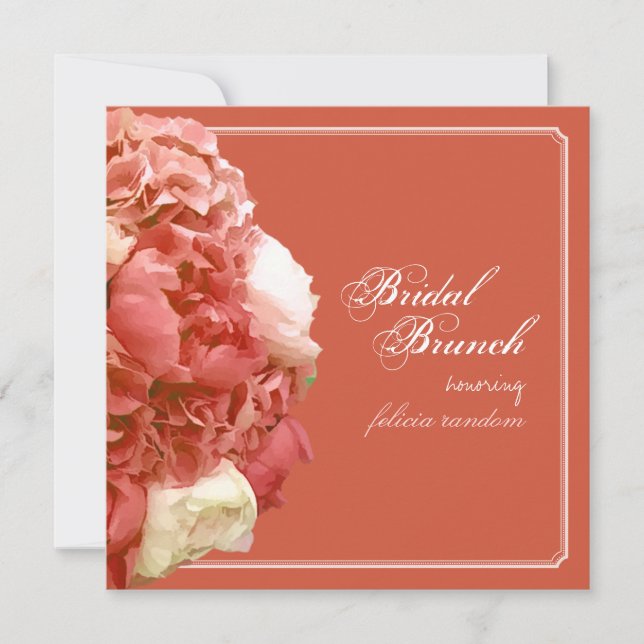 Invitación PixDezines Coral Peonies/Hidrangeas/Brunch Bridal (Anverso)