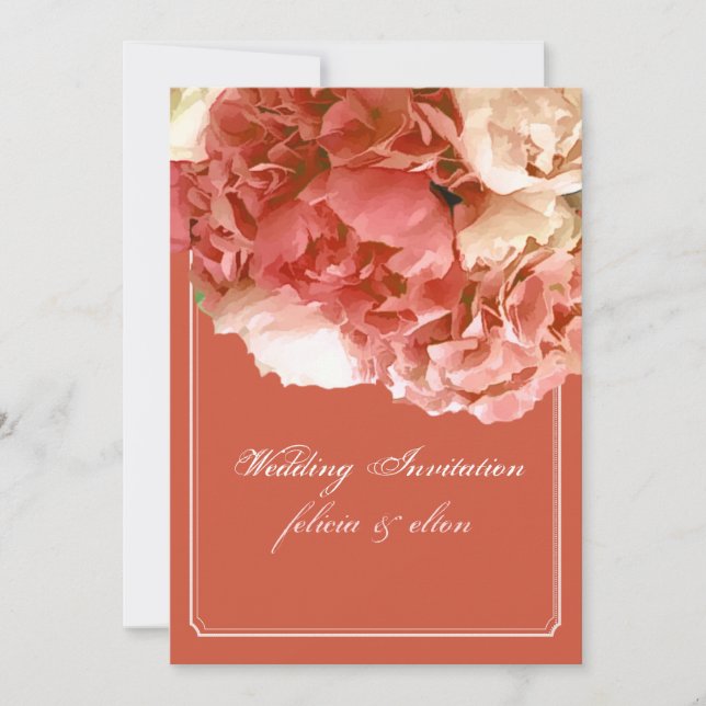 Invitación PixDezines Coral Peonies/Hydrangeas Naranjas/Bouqu (Anverso)