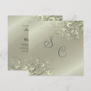 Invitación PixDeZines Cream Swirls/Faux Silver