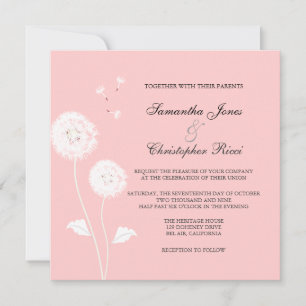 Invitación PixDezines Dandelions, colores de fondo mullidos