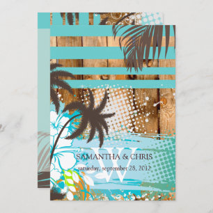 Invitación PixDezines de color verde tropical/tema de playa/c