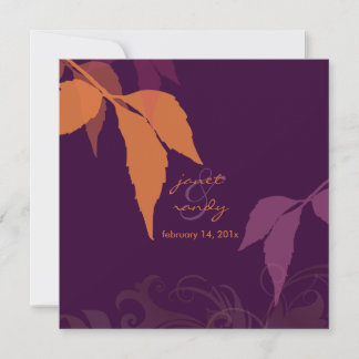 Invitación PixDezines de fondo del follaje de otoño/berenjena